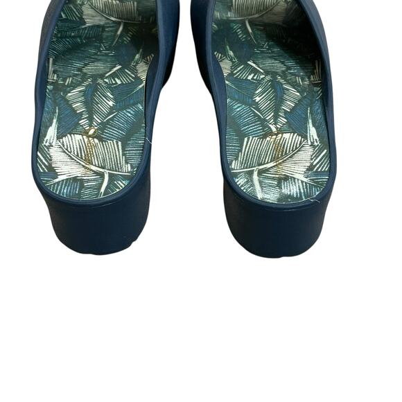 Baretraps Parvati Platform Slides Womens 10 Blue Slip On Open Toe Leaf Print - Picture 10 of 11